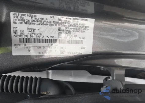 2012 Ford Focus Sel z USA, uszkodzony, nr VIN 1FAHP3H20CL330879